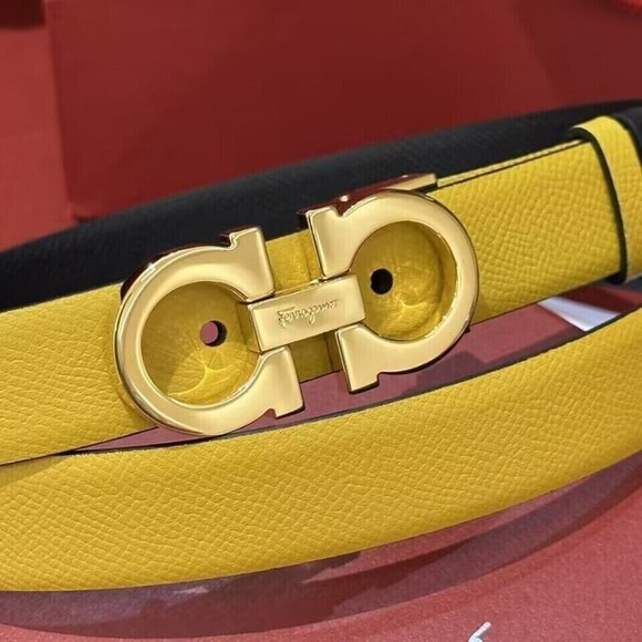 Salvatore Ferragamo Gancini Belt -Size 90 Yellow/Black Women’s Belt - Picture 5 of 7